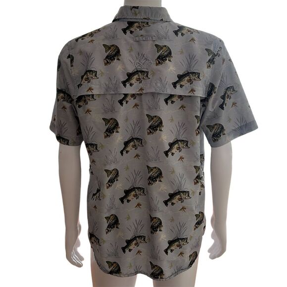Realtree Fishing Men's Gray Fish Print Button-Up Shirt Size L - Picture 5 of 7